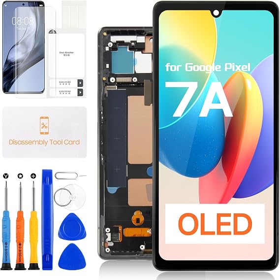 OLED for Google Pixel 7A LCD Screen Replacement - for Pixel 7A LCD Touchscreen for Google Pixel 7A LCD Display Digitizer Panel Glass Assembly with Frame, GWKK3 GHL1X G0DZQ G82U8