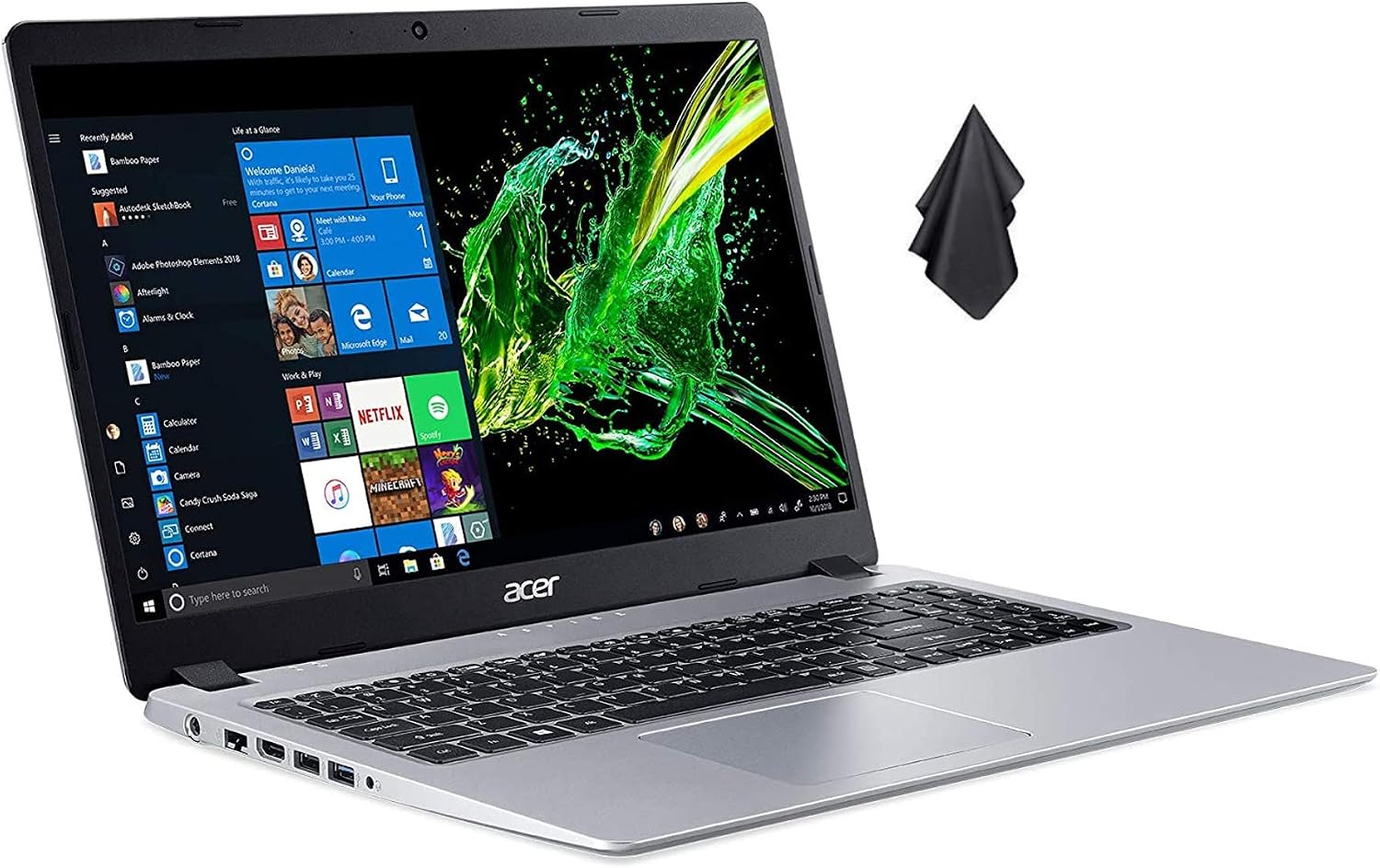 acer 2021 Newest Aspire 5 Slim Laptop, 15.6 inches Full HD IPS Display, AMD Ryzen 3 3200U up to 3.5GHz, Vega 3 Graphics, 16GB DDR4, 1TB SSD, Backlit Keyboard, Windows 10  Oydisen Cloth
