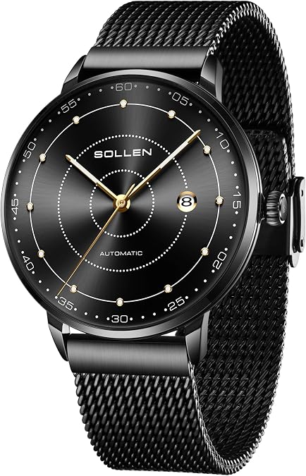 Automatic Self Winding Watches for Men, Dress Mens Mechanical Watch | Stainless Steel 3 ATM Waterproof Luminous Luxury Dress Men's Wrist Watches with Calendar, Minimalist Watch Gifts for Men