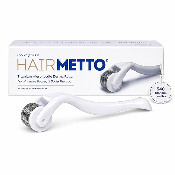 HAIRMETTO Titanium microneedle Derma Roller 0.25mm 540 Needles Face & Beard