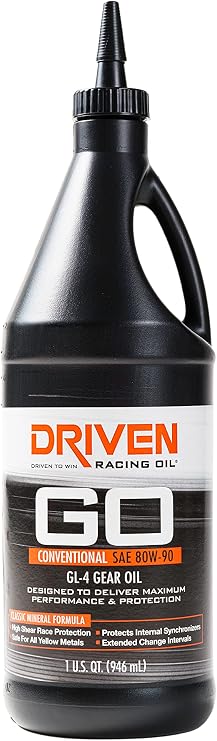 Driven Racing Oil Gear Oil, GL-4, 80W90, Conventional, 1 qt Bottle, Each
