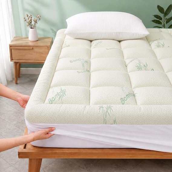 King Mattress Topper, Ultra Soft & Breathable Pillow Top Mattress Pad