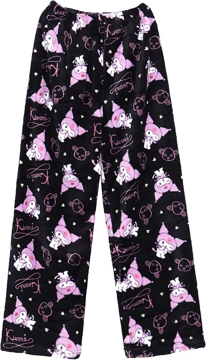 Cartoon Flannel Pajama Pants Pajamas Bottoms Petite Women Girls Fuzzy Home Sleep Lounge Pants, Color/2, M