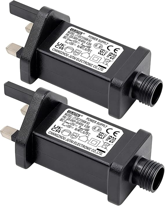 2 Pcs of 31V 6W String Lights Indoor-Outdoor Power Adapter for CZJUTAI JT-DC31V6W-IP20 Christmas Lighting, Illuminate Your Holidays! ([2Pcs]Threaded-Constant On)