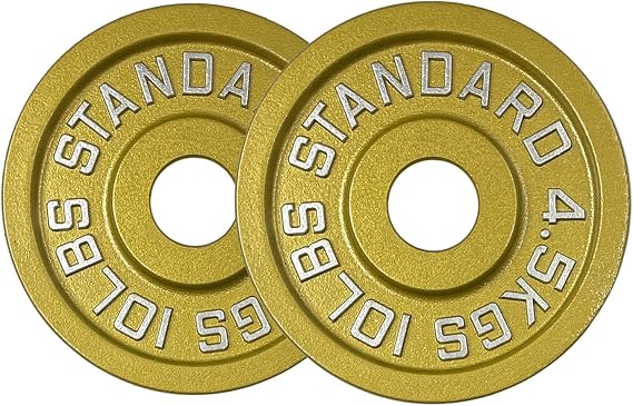 Gold Finish Olympic Steel Plates - Pairs and Sets 2 Inch Barbell Standard in Premium Gold for Weight Lifting