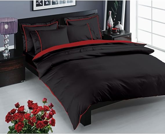 Taç Prestige Saten Delux Düz%100 Pamuk Saten Nevresim Takımı, Siyah, Çift Kişilik