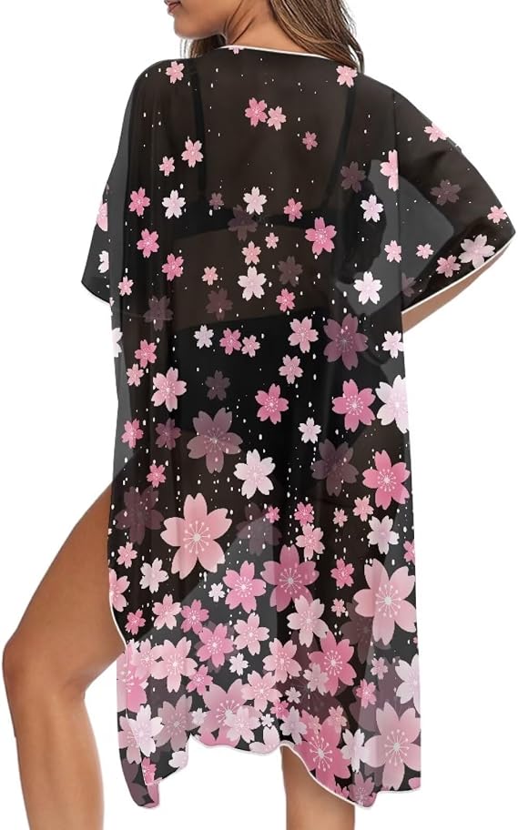 Long Swimsuit Coverup for Women Kimono Swimwear Cover-Up for Beach and Pool