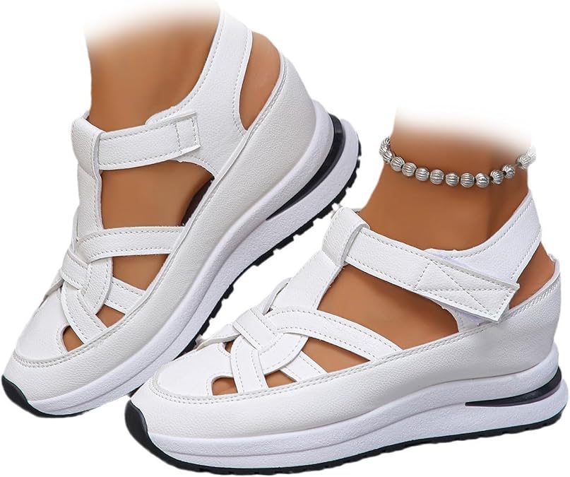 Women's Hollow Out Breathable Platform Wedge Sandals Sneakers Closed Toe Sandals for Women Summer Fisherman Sandal Wedge Shoes