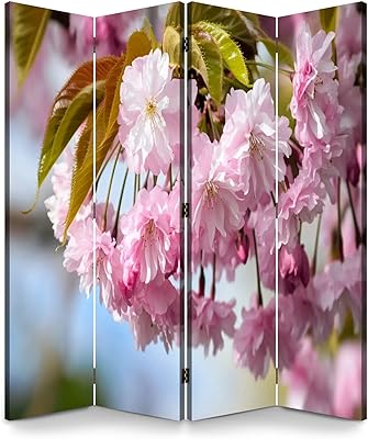 Room Divider Panel Folding Privacy Screen Hill Cherry Kiku Shidare Wood Partition Wall Panels Freestanding Screen Dividers for Room Separation