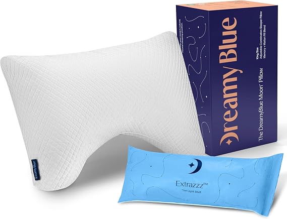 DreamyBlue Moon Pillow Queen, Adjustable Shredded Memory Foam | CertiPUR-US Certified Luxury Cover Neutral Alignment for Back Side Combo Sleepers Adjustable Loft Fill
