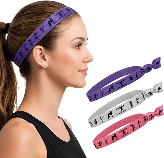 Gymnastics Headbands- Girls Gymnastics Hair Accessories - Gift for Gymnast, Non Slip Sports Head Bands, Gymnast Dancer Girl Hairbands Party Favors