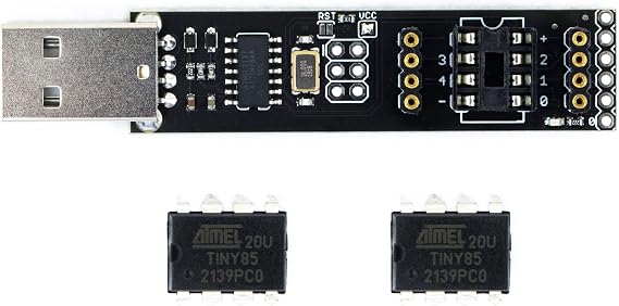 Tiny AVR Programmer Black and 2pcs ATTINY85-20PU Chips