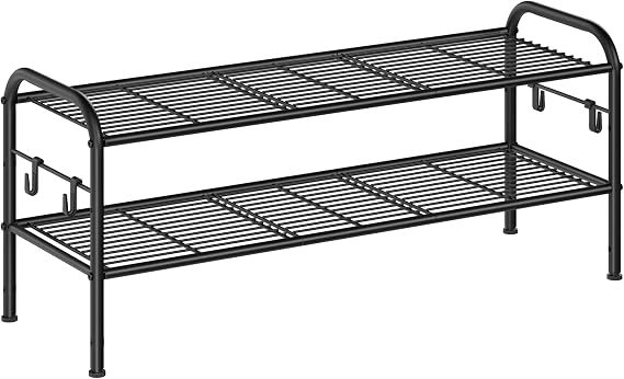 SONGMICS 2-Tier Metal Shoe Rack, Shoe Orgainzer, 33.5" Wide, Holds 12 Pairs