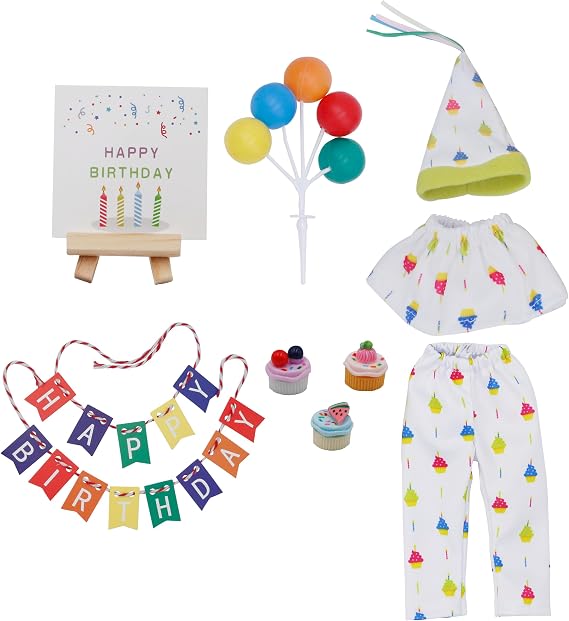 Christmas Elf Birthday Accessories Kit Tradition Holiday Clothes Set | include Outfits Cake for Christmas Decoration (Birthday)