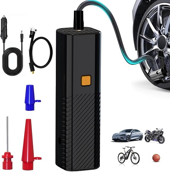 Tire Inflator Portable Air Compressor - Air Pump for Car Tires with Tire Pressure Gauge -for Car, Motorcycle, Bicycle and More