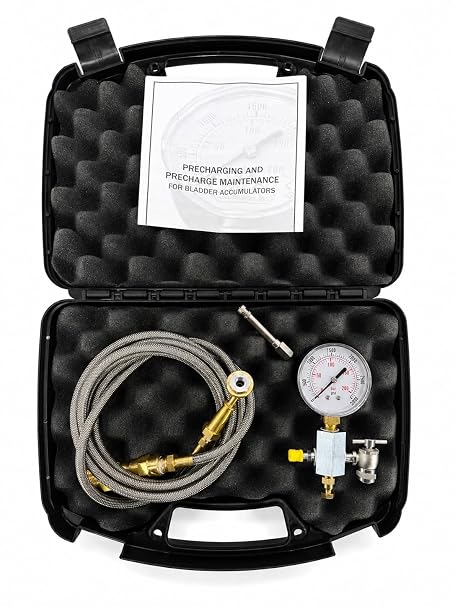3000 PSI Hydraulic Nitrogen Charging & Pressure Test Kit with Precision PSI Gauge and 8 Foot C&G Hose, AI-CG3-3KT-SS