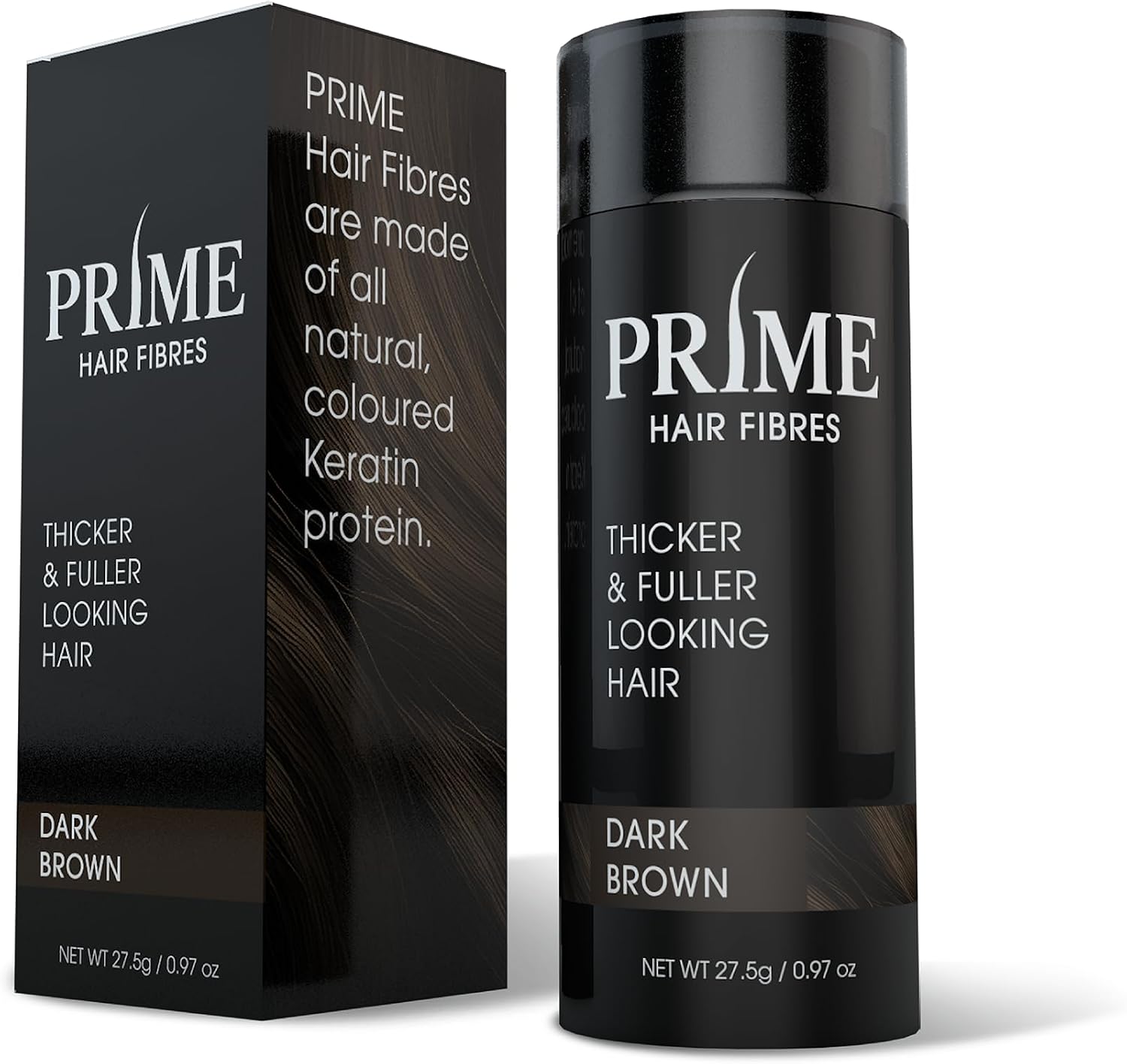 Hair Fibres for Men & Women – Keratin Hair Building Fibres for Thinning Hair, 27.5g, Sweat Resistant & Wind Proof (Dark Brown)