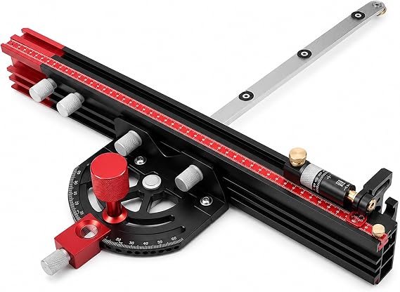 Table Saw Miter Gauge - Precision Miter Gauge, Standard T Slot 3/4",60° to 60° Precision Angle Setting, 89cm Extendable Fence Fit, for Repeatable Angled Cuts, for Table Saw