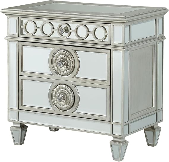 Acme Varian Nightstand, Mirrored