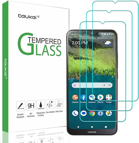 (3 Pack) Compatible for Nokia C110 Screen Protector Tempered Glass,Touch Sensitive,Case Friendly, 9H Hardness