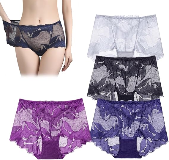 4 Pcs Ladies Silk Lace Handmade Underwear Pack, Ladies Silk Lace Handmade Panties, Sexy Underwear for Women