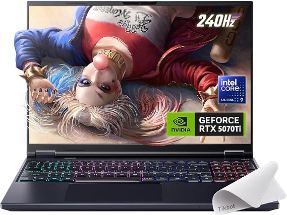 Acer Predator Helios Neo 16 AI Gaming Laptop, Intel Core Ultra 9 275HX, NVIDIA GeForce RTX 5070 Ti (Up to 992 AI Tops), 25601600 240Hz, 32GB DDR5 1TB SSD, Windows 11, w/Mouse pad
