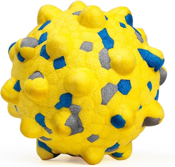 Moonorange 2.36'' Dog Balls for Dogs Aggressive Chewers Indestructible Tennis Durable Bouncy Interactive Dog Toy Balls for Fetch Game Floating Training(Yellow Medium)