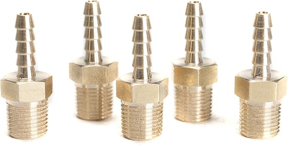 LTWFITTING Brass Barbed Fitting Coupler/Connector 1/8-Inch Hose Barb x 1/8-Inch Male NPT (Pack of 5)