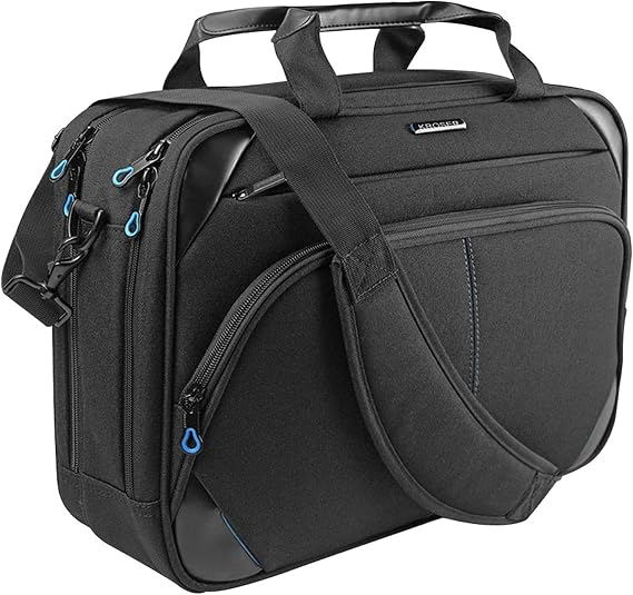 KROSER Laptop Bag 15.6 Inch Briefcase Messenger Bag Water Repellent Computer Case Shoulder Bag Durable Tablet Sleeve for BusinessCollegeWomenMen - BlackBlue