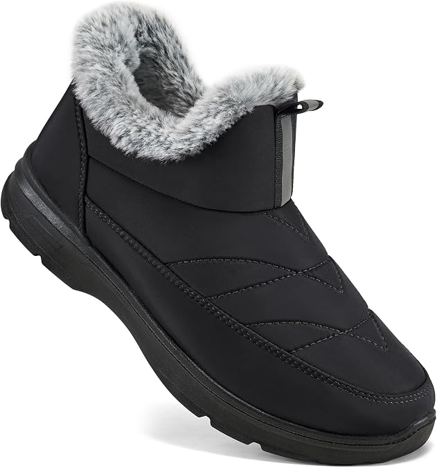 Womens Winter Boots Snow Shoes 2025 Waterproof Warm Fur Lined Booties Slip on Ankle Boots for Walking