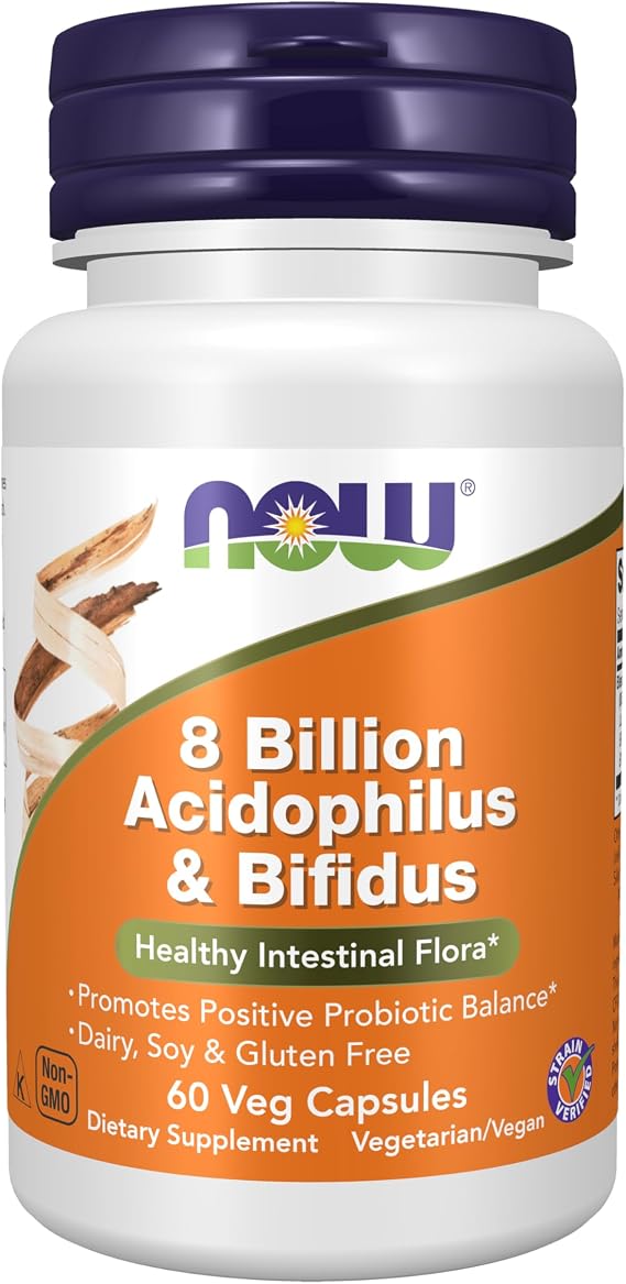 NOW Supplements, 8 Billion Acidophilus & Bifidus, Probiotic, 60 Veg Caps