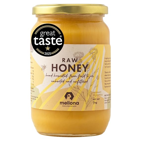 Mellona 100% Raw Honey Unfiltered, Natural Creamy Honey, Unheated, 1kg