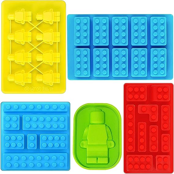 5Pcs Chocolate Silicone Moulds, Building Bricks Multi-Size Candy Moulds