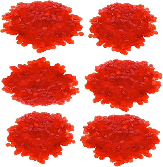 Regal Bingo Plastic Bingo Chips 3000 Pcs - Clear Transparent Counters Game Chips Set for Board Game - Fun Bingo Night - 3/4 Inch Red Color