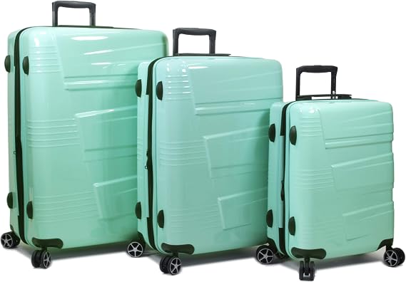 Dejuno Lumos Hardside 3-Piece Expandable Spinner Luggage Set - Sky Blue