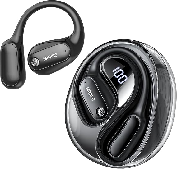 MINISO MS190 Language Translator Earbuds, AI Translation Earbuds Real Time with 135 Languages, Bluetooth 6.0, LED Display, Open-Ear Translation Headphones with APP, 60Hrs Playtime for Business