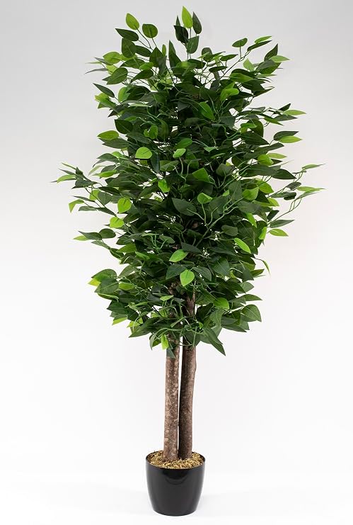 YOUR ARTIFICIAL FLOWER 100 Cm Benjamin Tree with Dense Leaves in Black Pot