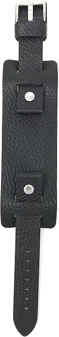 Mens Leather Wrist Cuff Watch Band, Replacement Watch Strap, 20mm-22mm | Genuine Italian Top Grain Leather, Vintage Wrist Cuff Watch Band for Men with Rivets, Bund Style, Black, Brown, 20mm 22mm