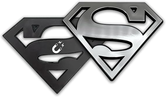 Officially Licensed DC Comics Superman Logo Chrome Color Large Refrigerator Magnet - Strong Magnetic Hold for Home, Office, School & More | Universal Fit at 3.1 x 4.1