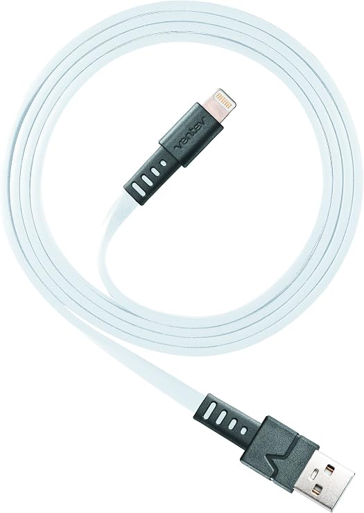 Ventev Chargesync Apple Lightning Cable | Flat, Tangle-Resistant Cable, MFi Certified, Providing Power you Depend on to Charge your Devices and Transfer Photos, Music and More with Ease | 3.3ft White