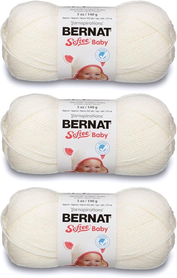 Bernat Softee Baby Yarn for Crocheting Soft, Antique White, 3-Pack