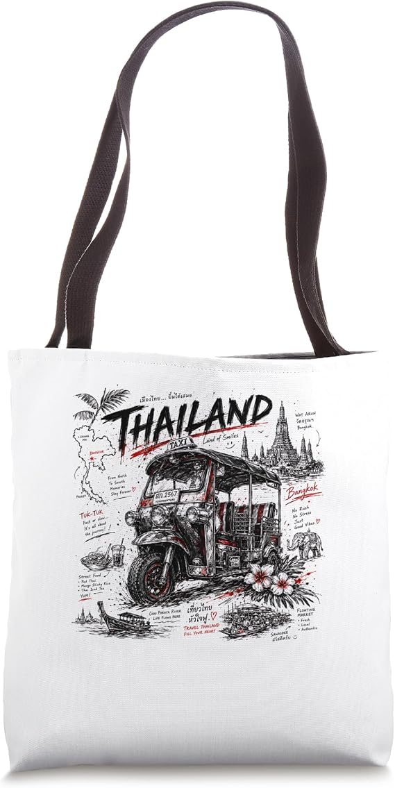 Thailand Land Of Smiles Tuk Tuk Taxi Bangkok Tote Bag