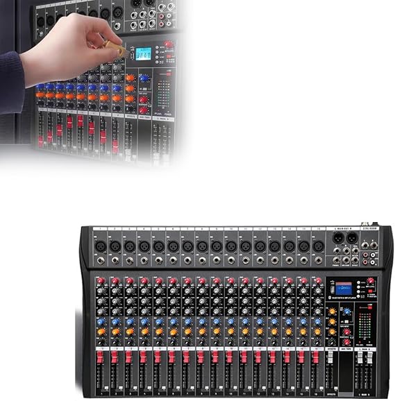 16 Channel Mixing Console, Professional Performance Mixing Equipment, Black