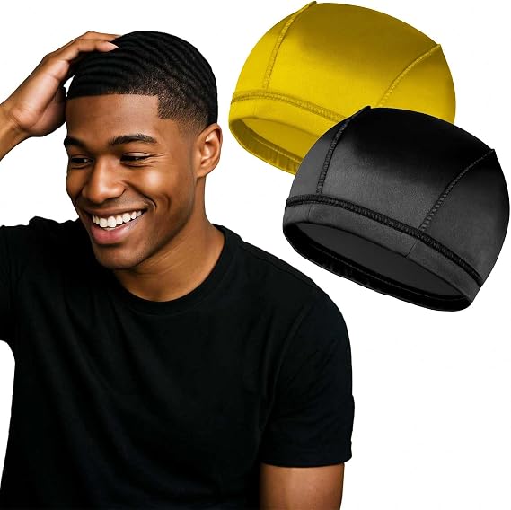 2PCS Silky Wave Caps for Men Waves, Good Compression Caps Over Durags for 360, 540, 720 Waves