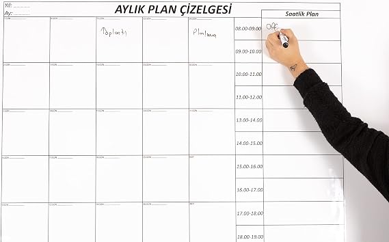 Fark Tanıtım Aylık, Haftalık, Günlük, Saatlik Planlayıcı Kendiliğinden Yapışkansız Tutunan Statik Pano, Elektrostatik Kağıt (100 cm x 100 cm)