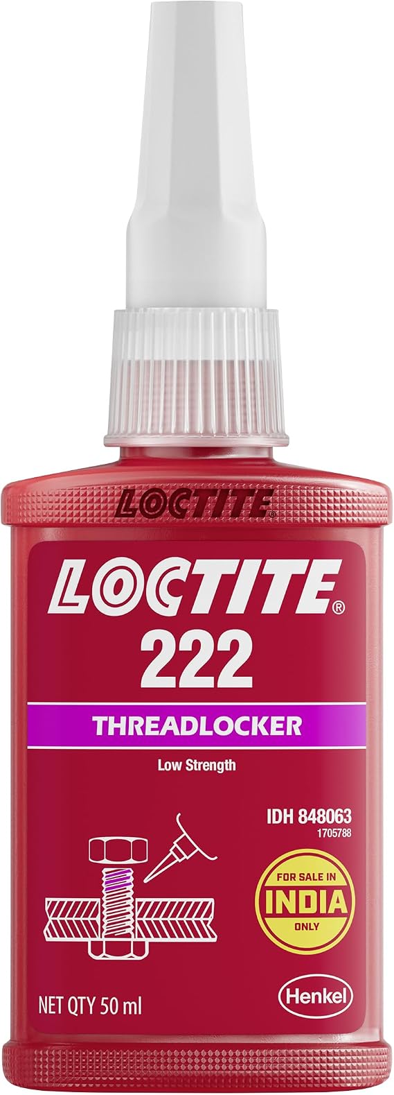 Genuine Henkel Loctite 222 Threadlocking Adhesive - Low Strength - Easy Disassembly - Suitable for All Metal Threaded Assemblies - Glue 50 ML | Low Strength, Easy Disassembly, Suitable for All Metal Threaded Assemblies