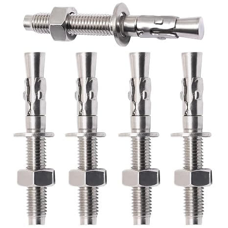 Stainless Steel Concrete Anchors, Heavy Duty Wedge Anchor Fasteners 1/2 Inch x 4 Inch (10 Pcs)