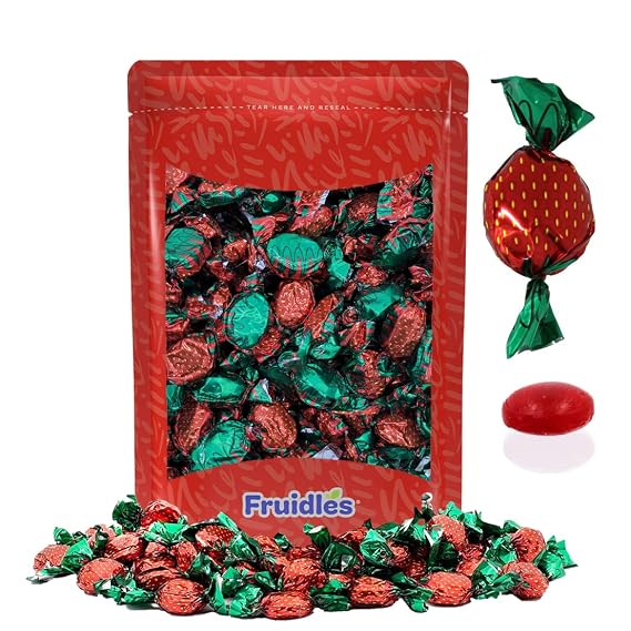 Strawberry Filled Flavored Bon Bons Candies, Individually Wrapped in Strawberry Wrap Design (8 Oz)