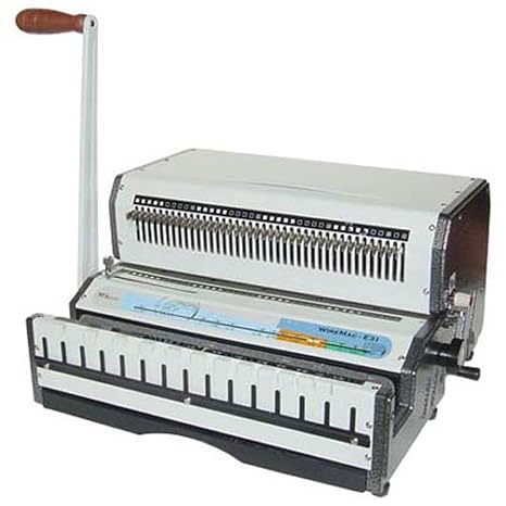 Akiles AWM-E31 Model WireMac-E31 Heavy Duty Electric Punch and Manual Wire Closer; 3:1, 3 Holes Per Inch Pitch; 3/16" to 9/16" Wire Closing Capacity; Square 4x4mm Hole Punch; All 40 Disengageable Pins
