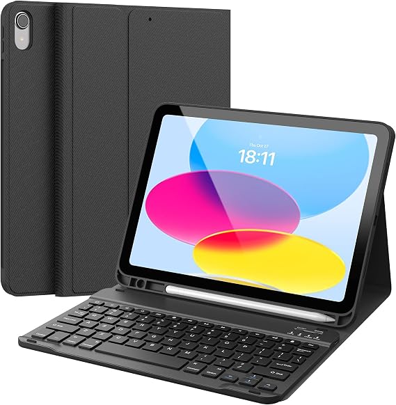 CHESONA Keyboard Case for iPad A16 11th/10th Gen, Black